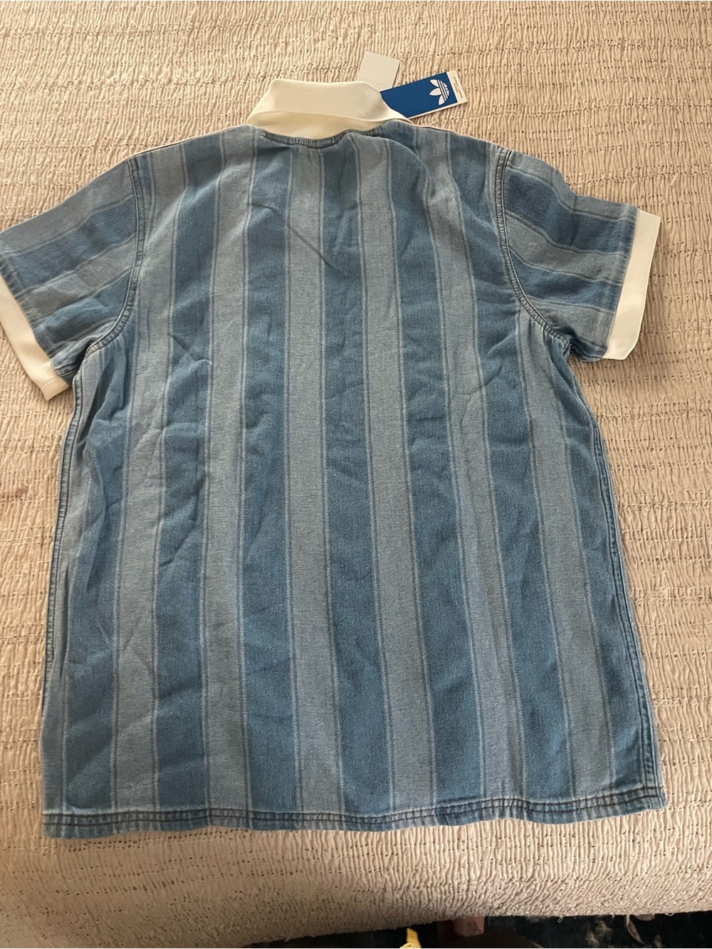 adidas Blue & White Vertical denim jersey women - Picture 3 of 3